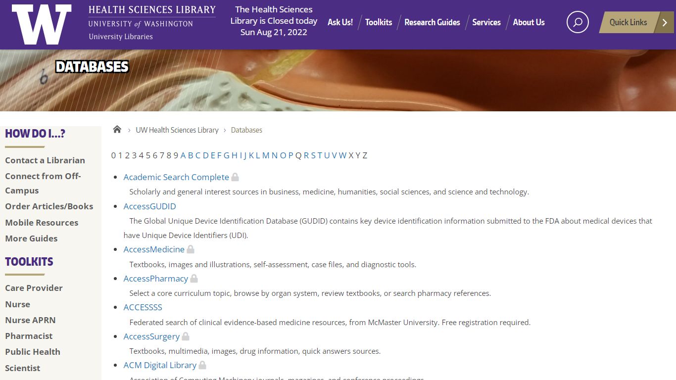 Databases | UW Health Sciences Library